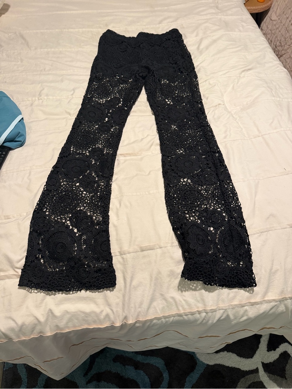 RAGA Black Crochet Lace Flare Pants